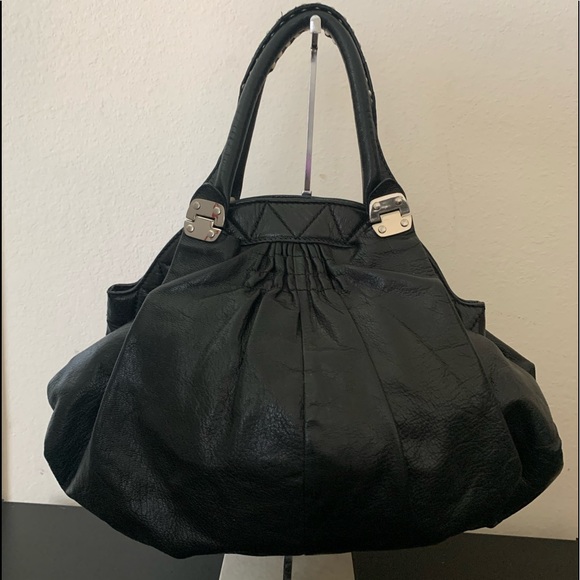 ELLIOTT LUCCA Black Lamb Leather HOBO SATCHEL HANDBAG